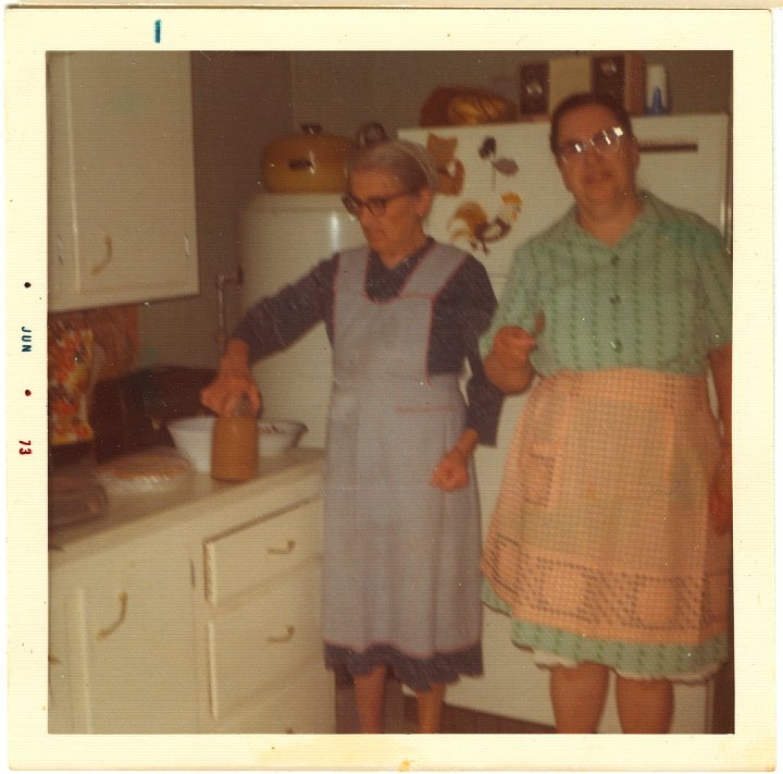 1261.jpg - Ruth Kauffman right and either her mother in law or sister.  1973