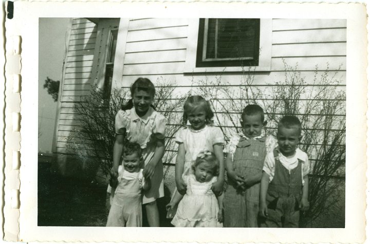 1291.jpg - Back:  Sheril, Becky, Fred, Larry, Lynn front, Rosemary.  1953