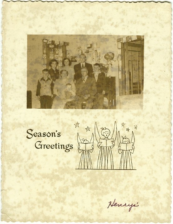 1346A.jpg - The Henry & Mable Reschly Family.  Back left:  Beverly, Dorothy, Carl, Ron; front left:  Wilbur, Mable holding Jerry, Henry Reschly.  1952c